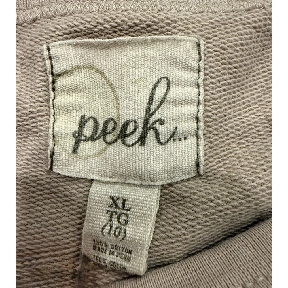 Peek Kids C'EST LA VIE Graphic‎ Sweatshirt Tan Pink Girls XL 10 Raglan Sleeve